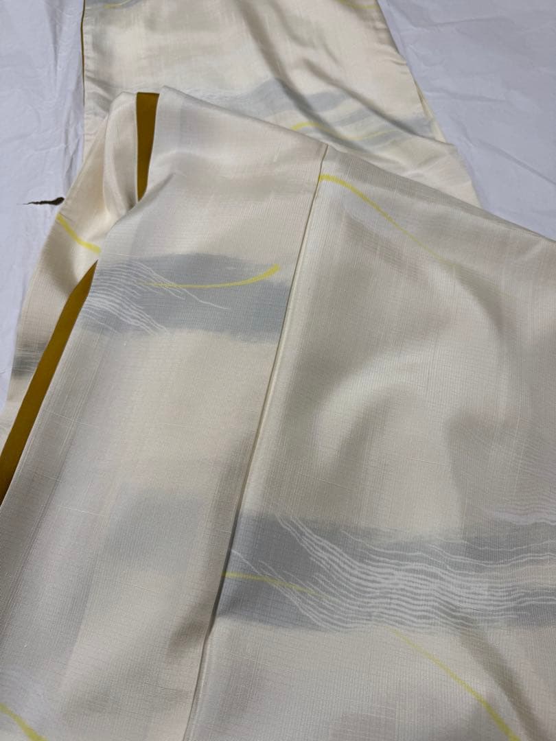 【銘品新品】旭日小綬章勲章「迫田龍鳳氏作」本場結城紬 オフホワイト色 トール寸