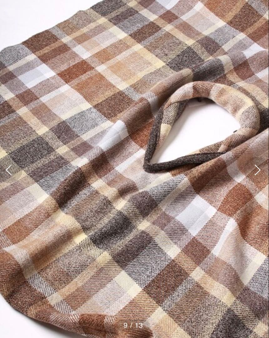 美品【45R】HAPPY 14 ツイードPONCHO ウール