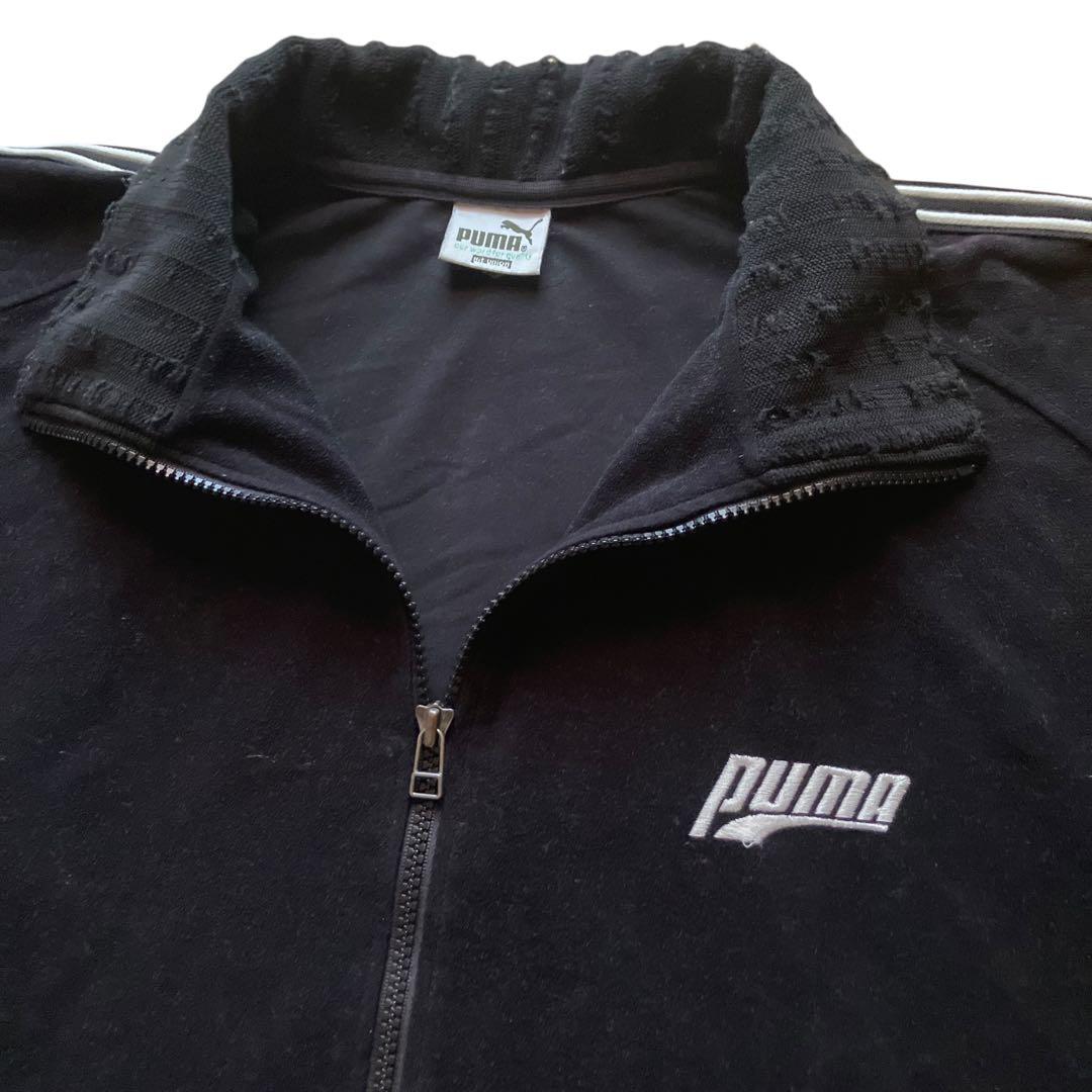 90s OLD PUMA ブラックベロアセットアップ上下 XLサイズ 旧ロゴ 黒