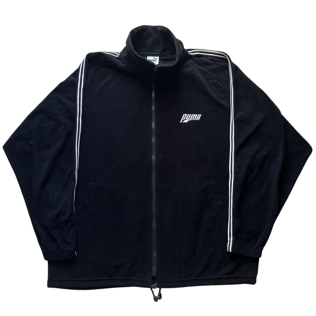 90s OLD PUMA ブラックベロアセットアップ上下 XLサイズ 旧ロゴ 黒