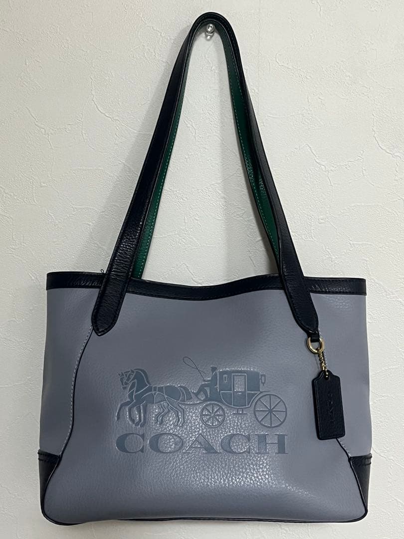 中古美品！COACH コーチ トートバッグ C5775 ロゴ ブルー系