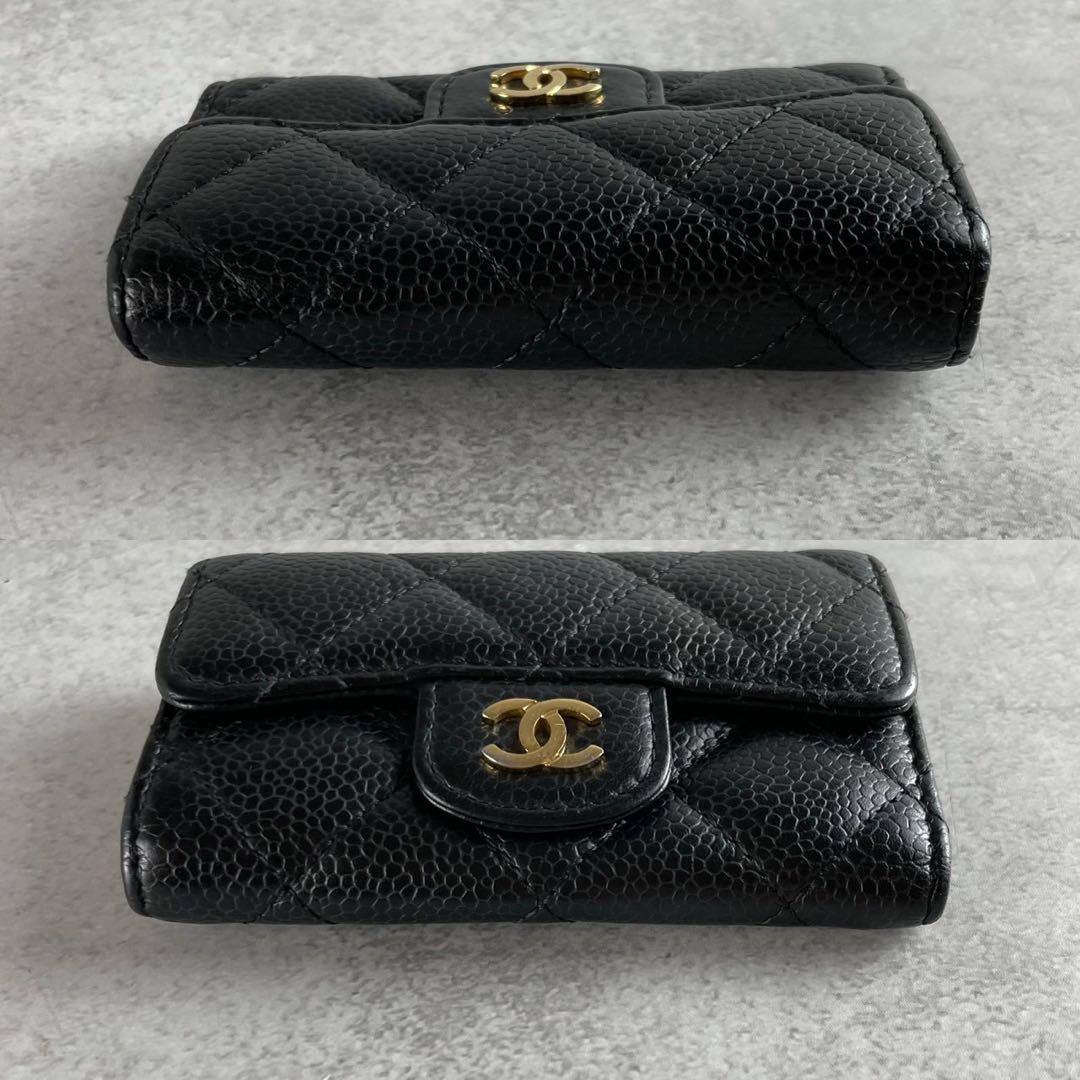 美品 CHANEL 6連キーケース キャビアスキン ココマーク ブラック