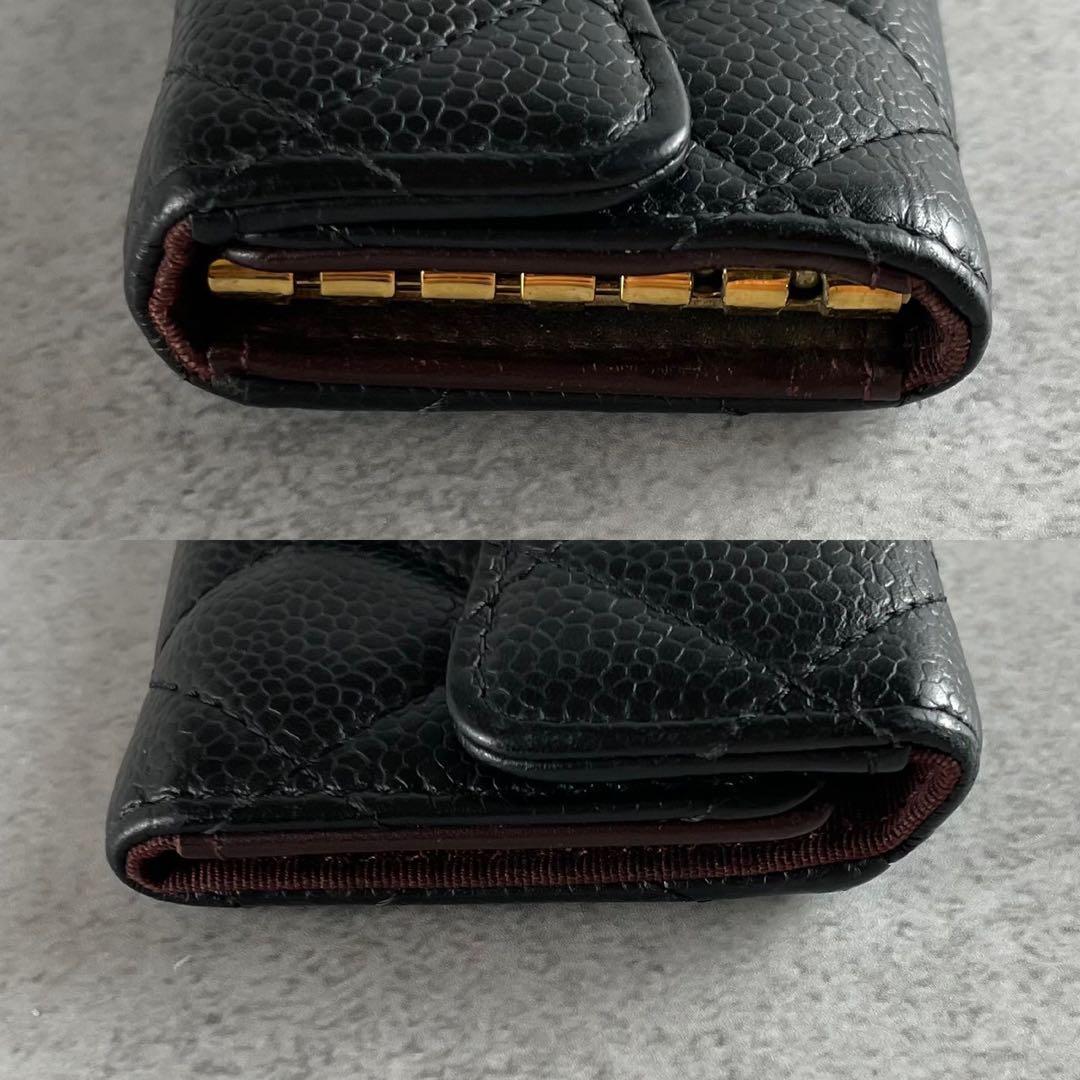 美品 CHANEL 6連キーケース キャビアスキン ココマーク ブラック