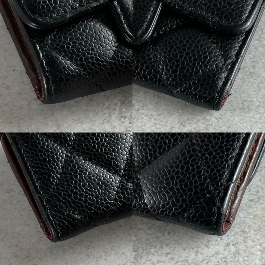 美品 CHANEL 6連キーケース キャビアスキン ココマーク ブラック