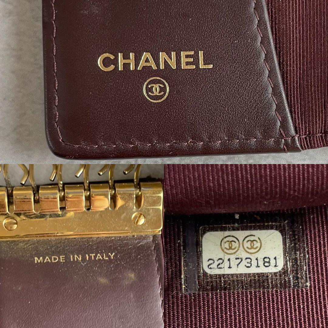 美品 CHANEL 6連キーケース キャビアスキン ココマーク ブラック