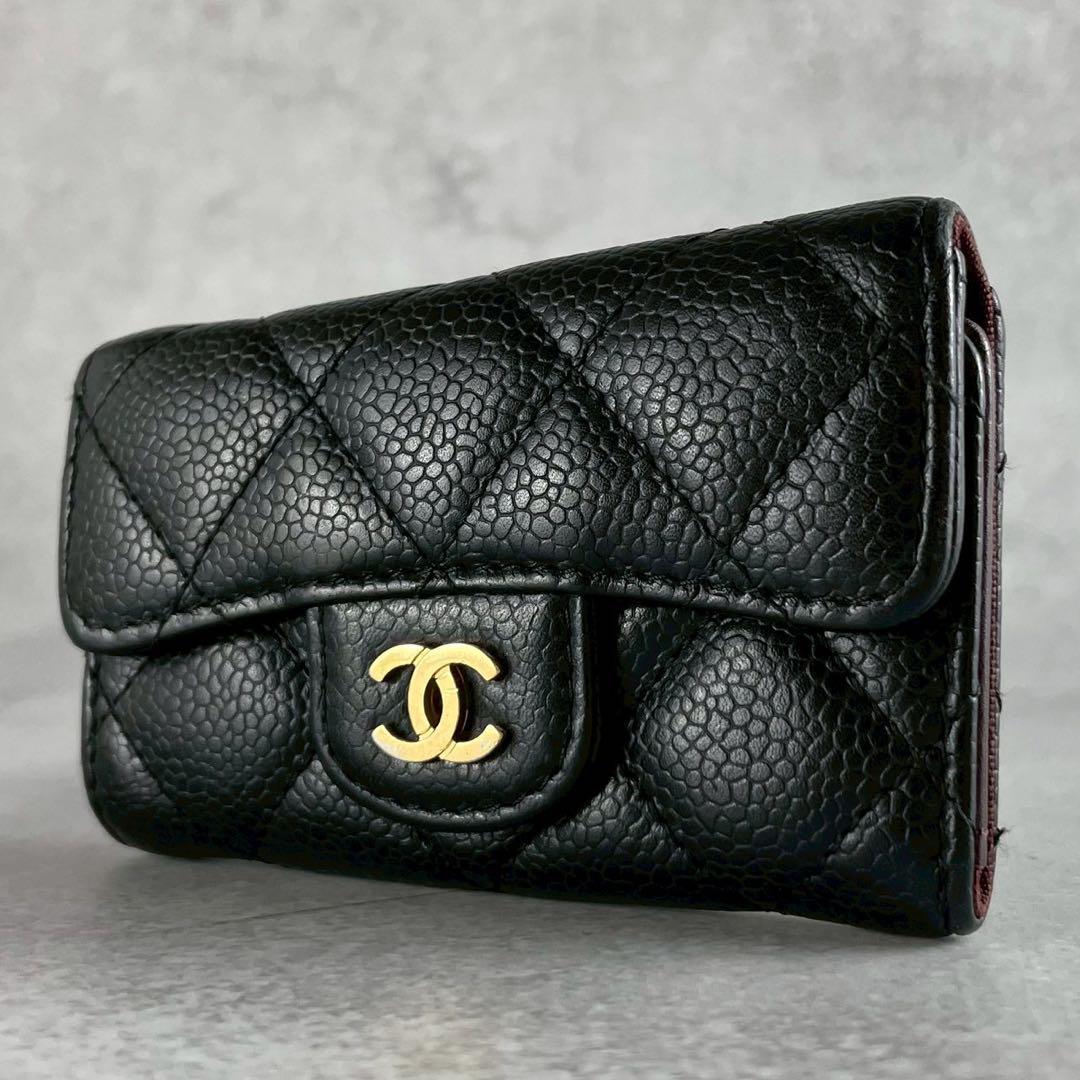 美品 CHANEL 6連キーケース キャビアスキン ココマーク ブラック