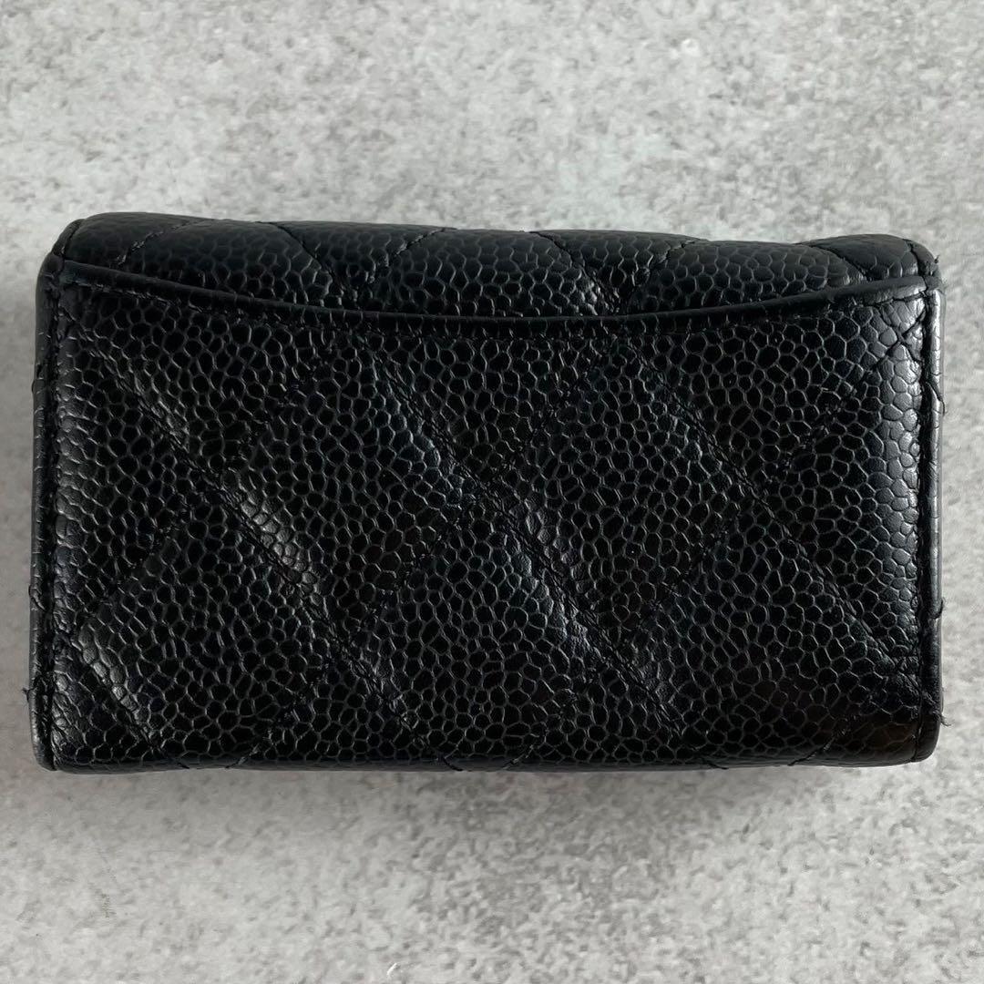 美品 CHANEL 6連キーケース キャビアスキン ココマーク ブラック