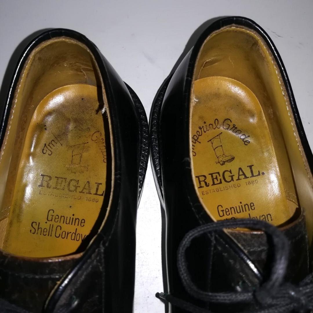 d0175 リーガル REGAL シェルコードバン プレーントゥ 23EE 黒