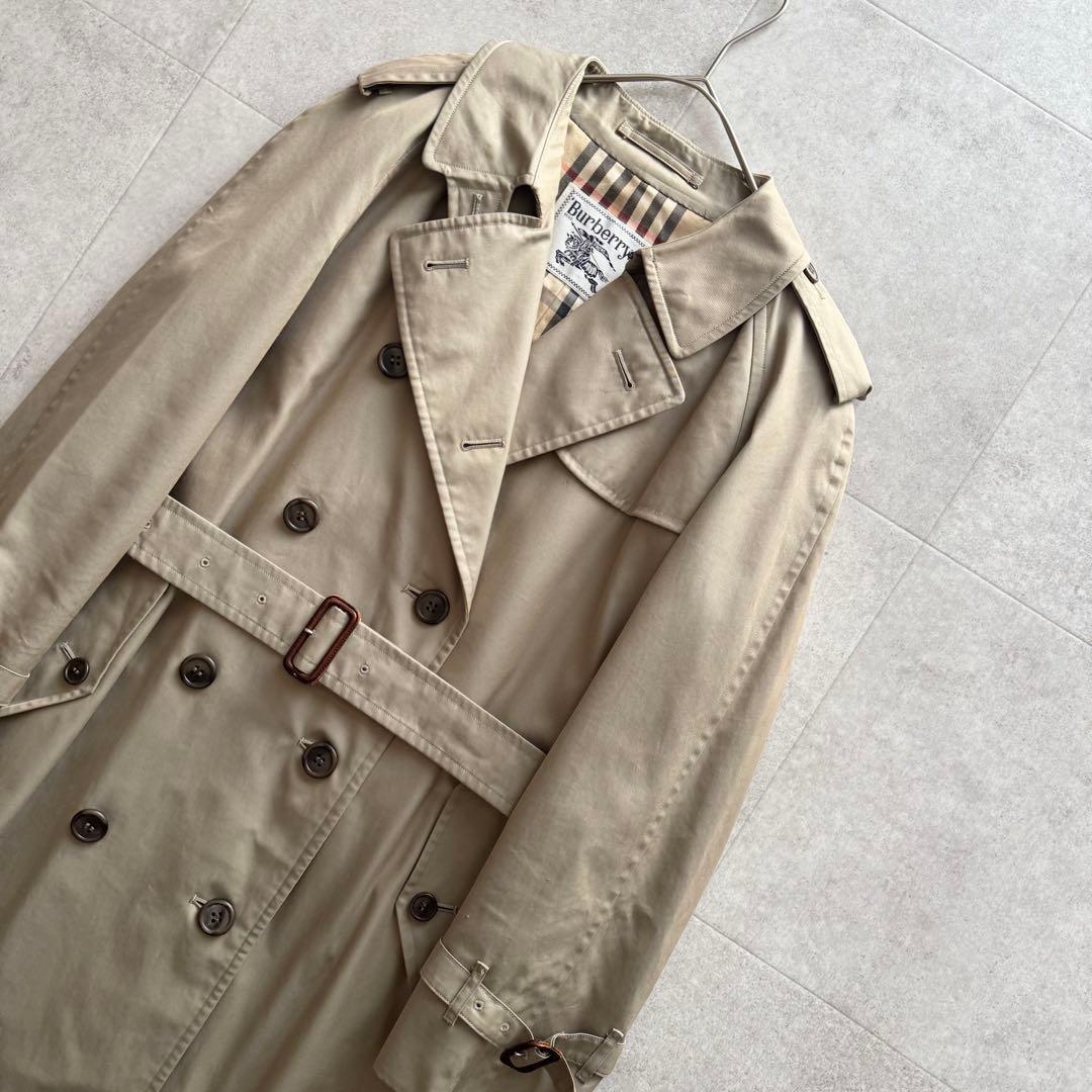 バーバリー　トレンチコート　ノバチェック　玉虫色　ダブル　ベルト　11　ベージュ