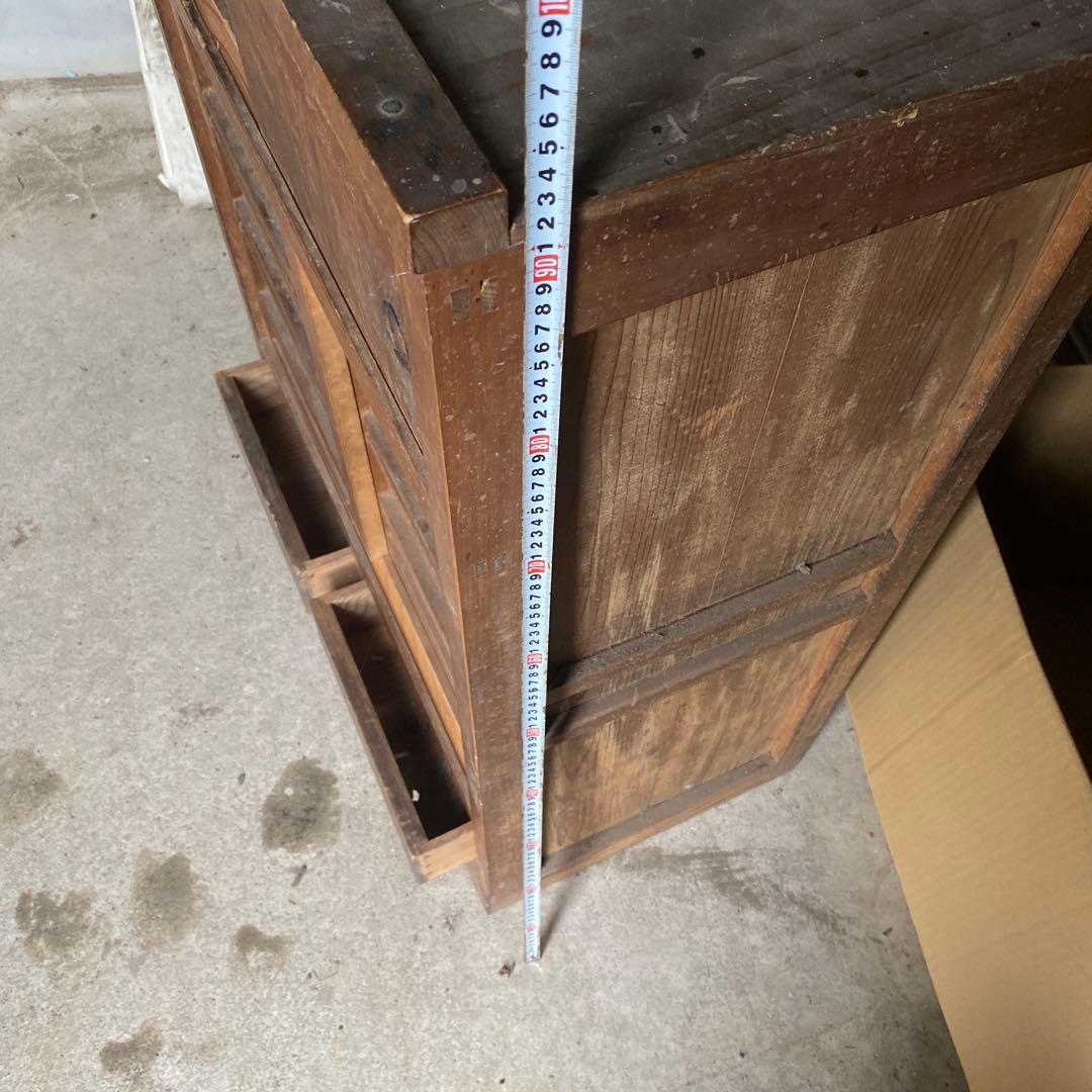 昭和レトロ木製食器棚　引き出し2 戸棚2 骨董　水屋　古民具　和風　木戸