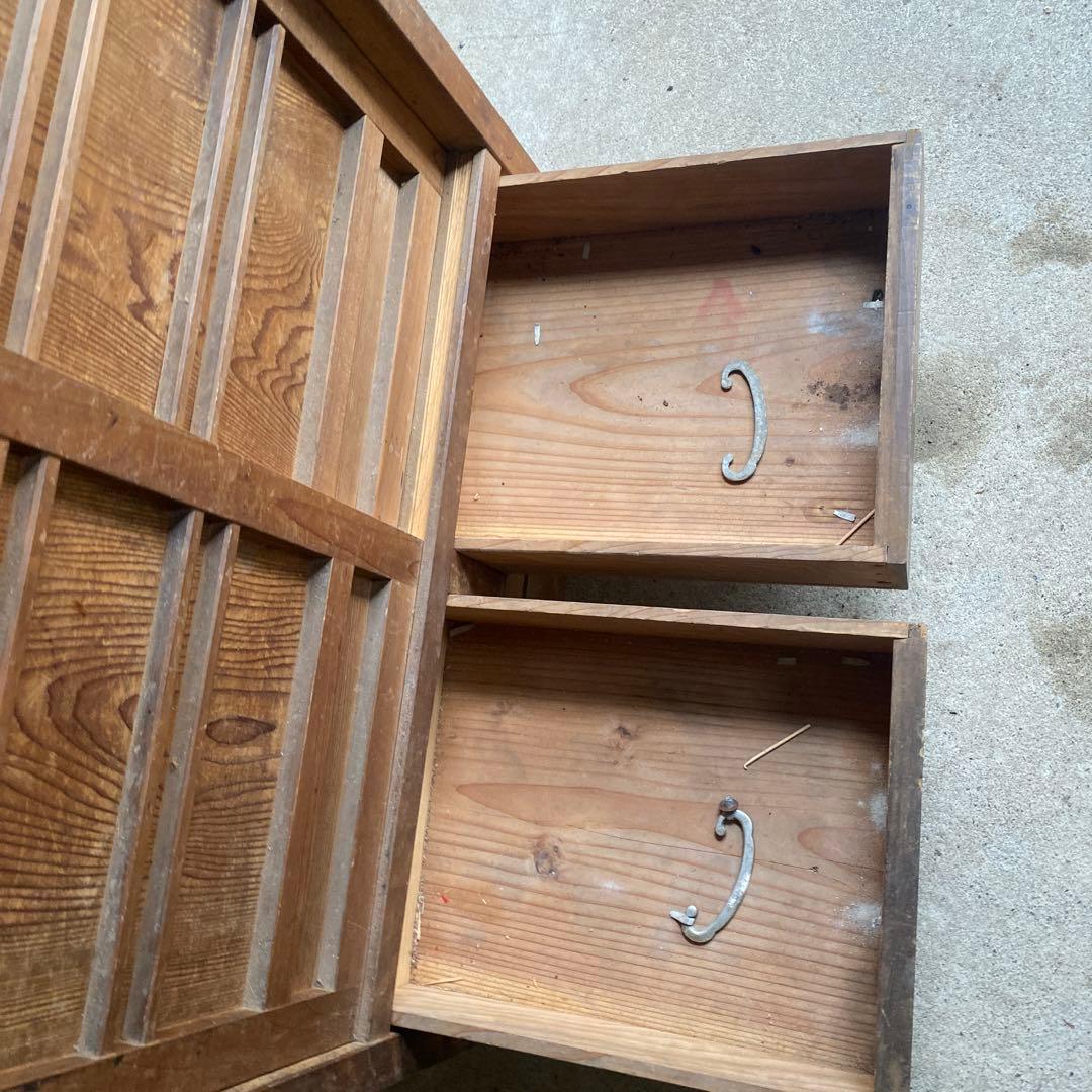 昭和レトロ木製食器棚　引き出し2 戸棚2 骨董　水屋　古民具　和風　木戸