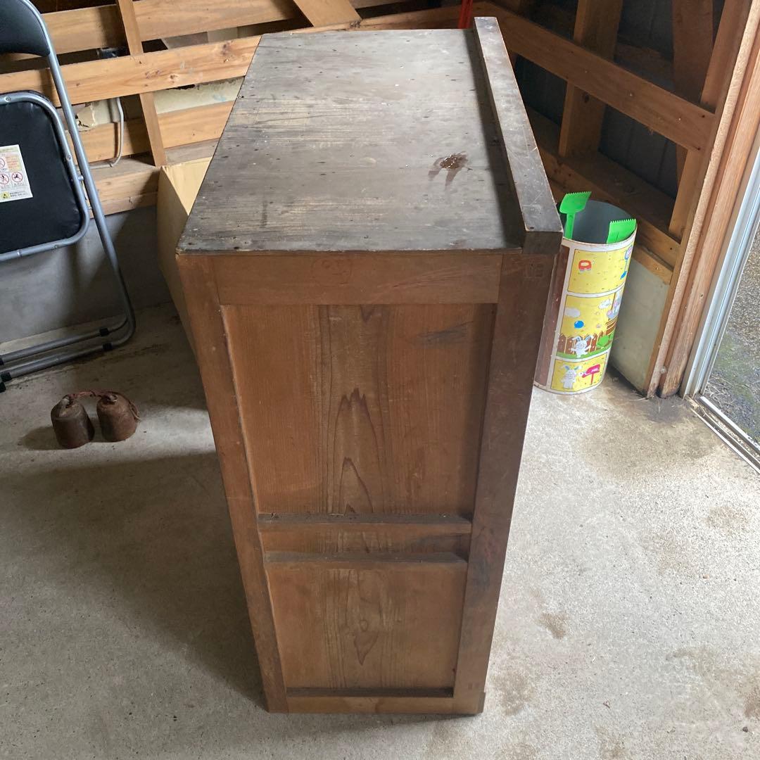 昭和レトロ木製食器棚　引き出し2 戸棚2 骨董　水屋　古民具　和風　木戸