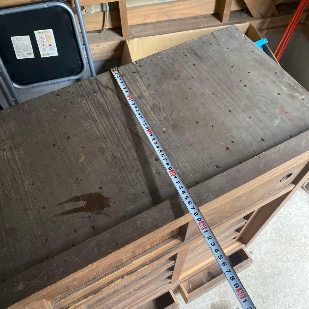 昭和レトロ木製食器棚　引き出し2 戸棚2 骨董　水屋　古民具　和風　木戸