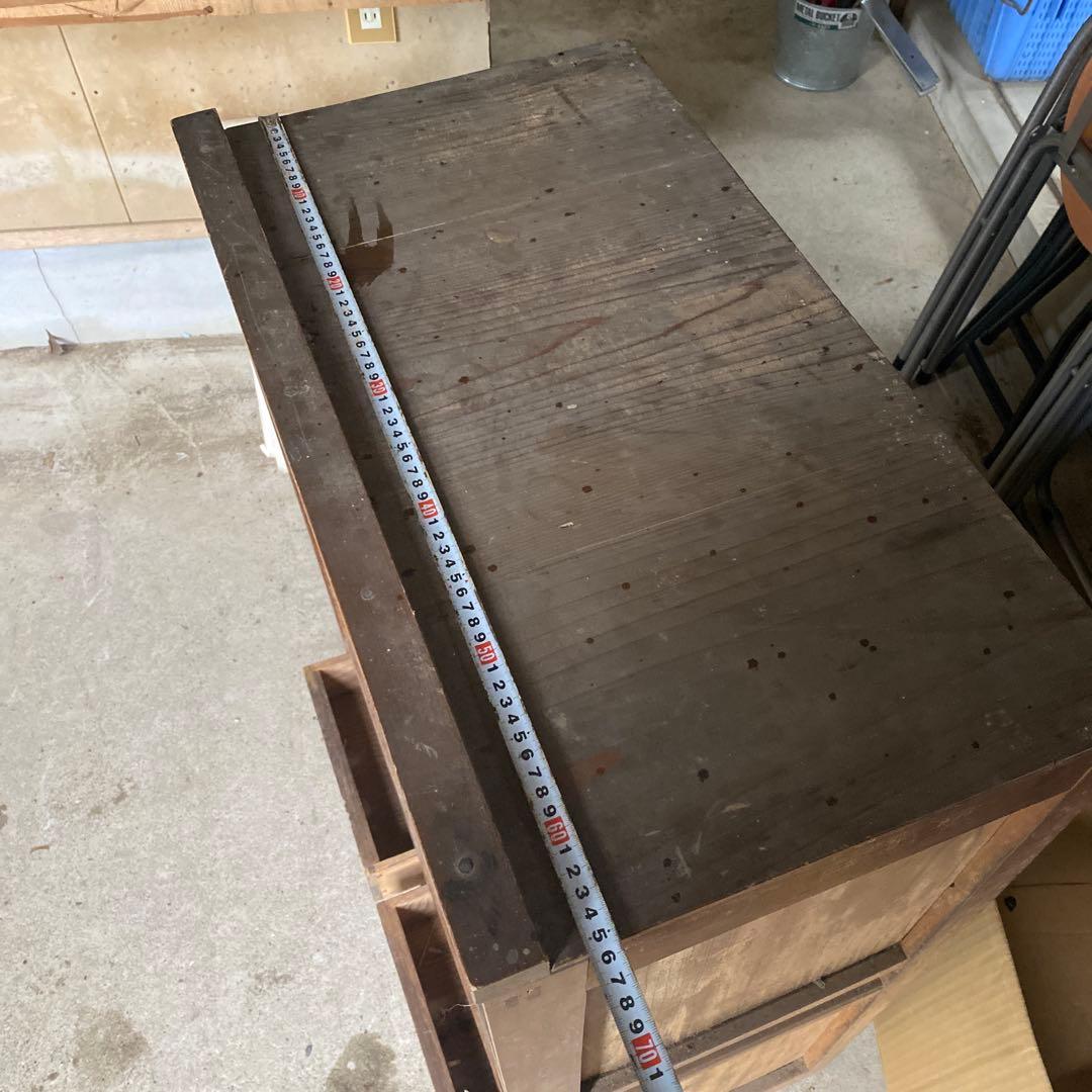 昭和レトロ木製食器棚　引き出し2 戸棚2 骨董　水屋　古民具　和風　木戸