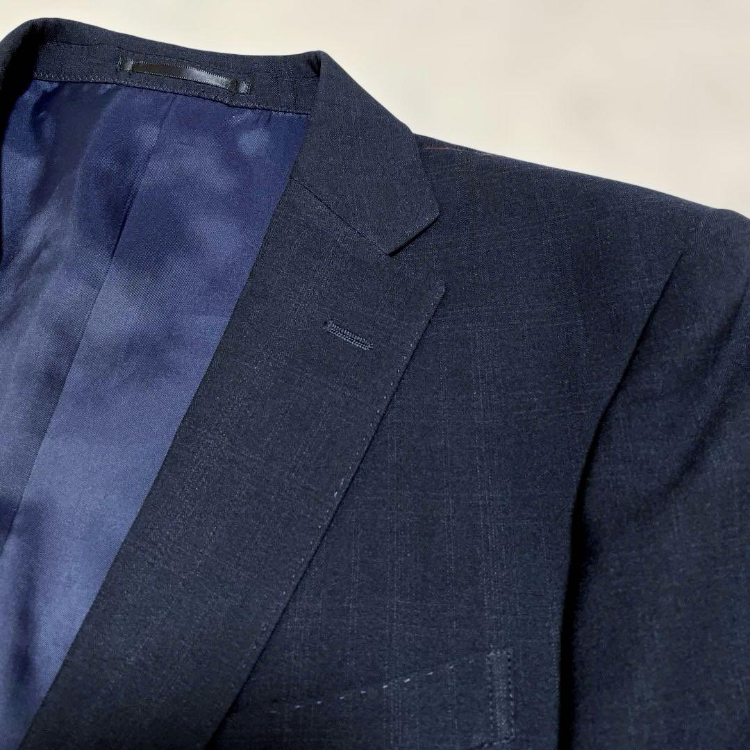 【新品未使用】タカQストレッチスーツダークネイビーチェックAB6