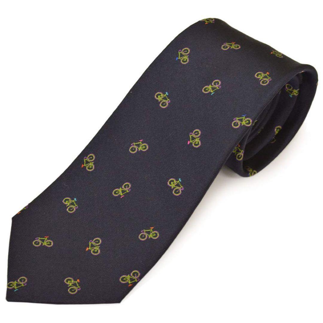 【未使用・ギフト袋付】ポールスミス ネクタイ シルク100% 自転車モチーフ