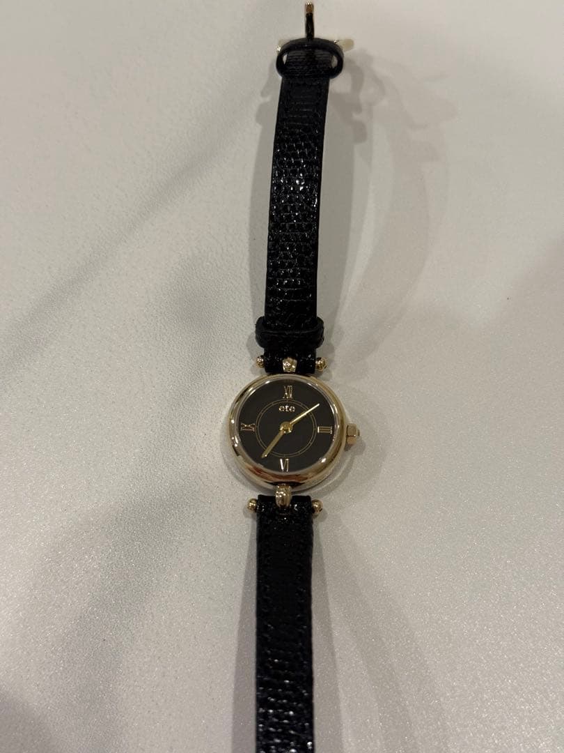 ete ダイヤモンド サークルフェイス ウォッチ（ブラック リザードベルト）