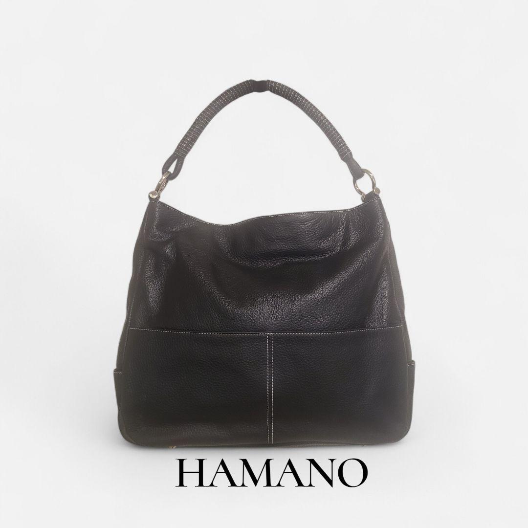 【皇室御用達】濱野皮革工藝 HAMANO 本革ブラックバッグ 2WAY