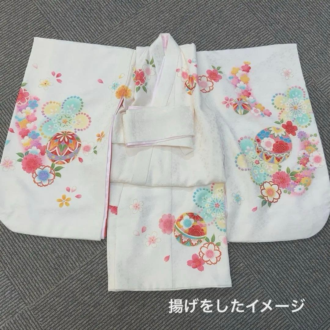 京友禅　絹　お祝い着　お宮参り　753　七五三　ホワイト　袖丸み　708162