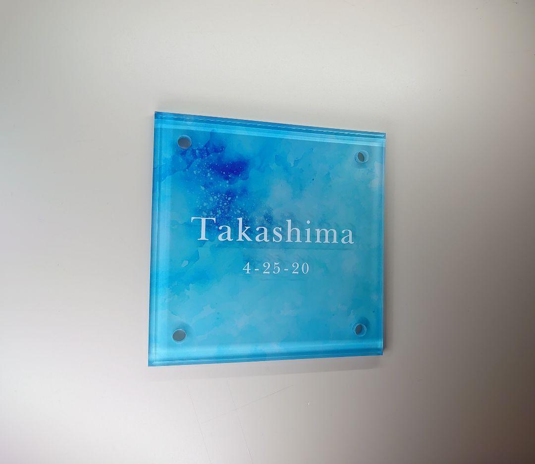 pinky(。・ω・。)＊ アクリル表札【アクア】45度斜めカットＵＶ印刷