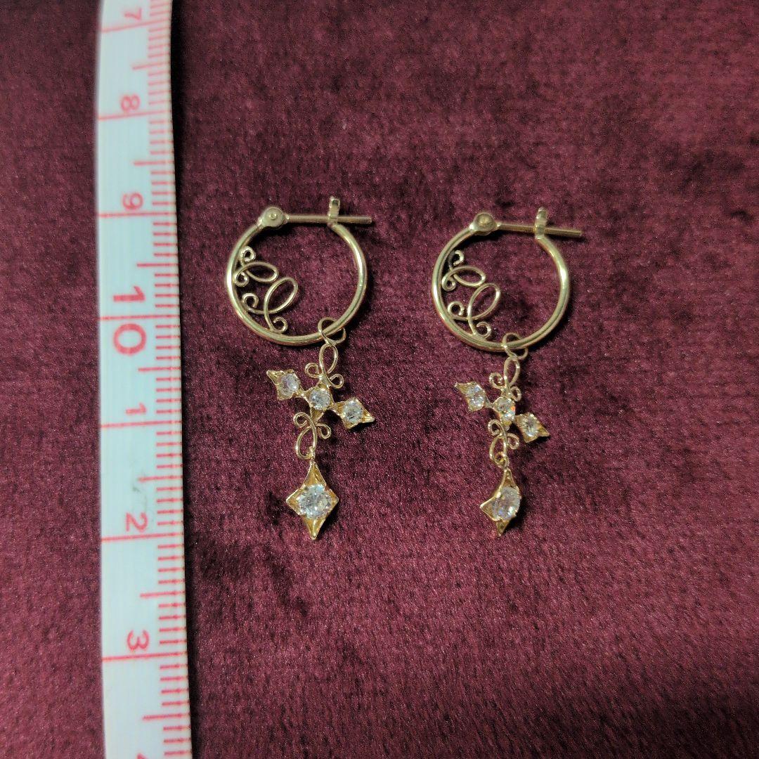 本日限定価格★K18ゴールドフープピアス3WAYクロスデザイン