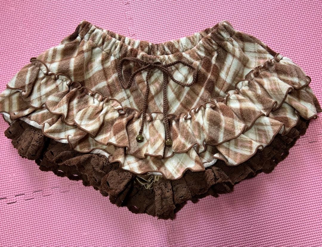 リズリサ LIZLISA☆フリルスカパンミニスカート ブラウンチェックF平成希少