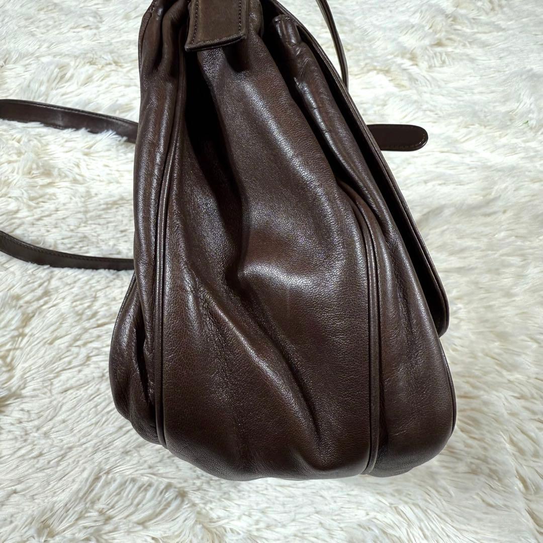 ロエベ ショルダーバッグ ナッパレザー アナグラム ブラウン ヴィンテージ