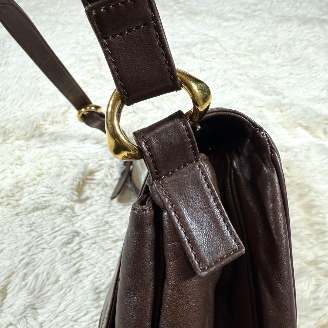 ロエベ ショルダーバッグ ナッパレザー アナグラム ブラウン ヴィンテージ