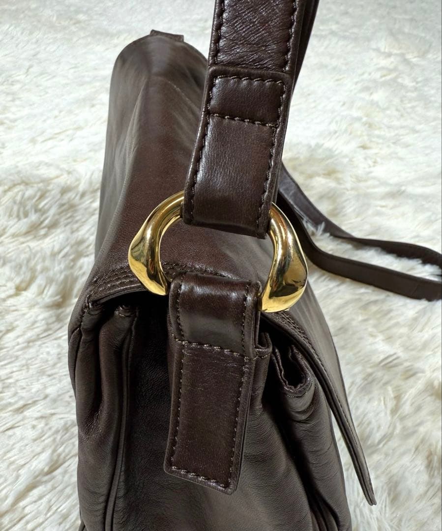 ロエベ ショルダーバッグ ナッパレザー アナグラム ブラウン ヴィンテージ