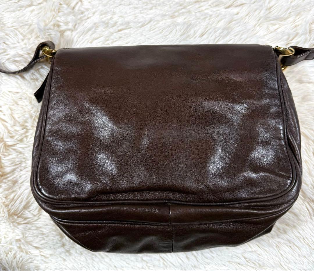 ロエベ ショルダーバッグ ナッパレザー アナグラム ブラウン ヴィンテージ
