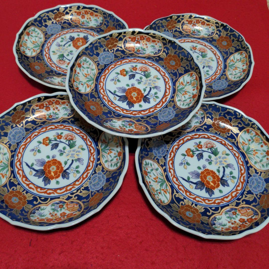有田焼　醍醐窯　古伊万里　多用皿揃　大皿　5枚組　盛皿　大皿揃　直径22cm