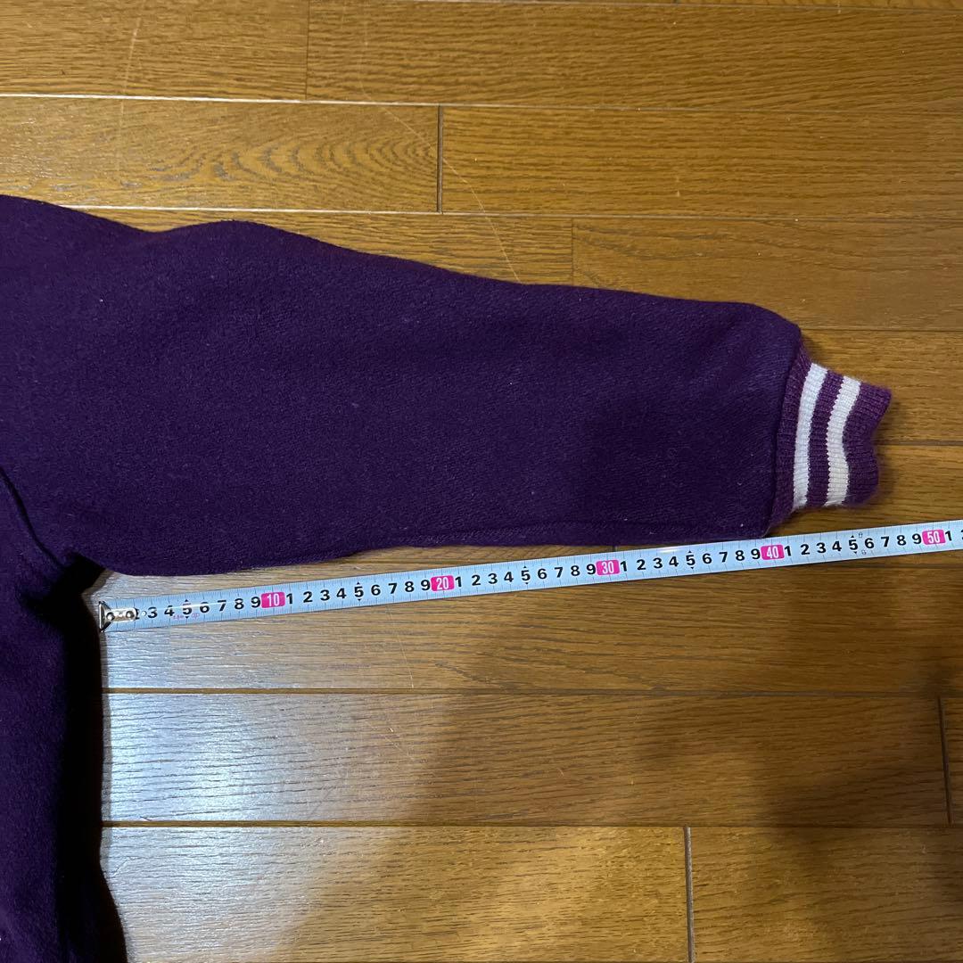 ヴィンテージスタジャン　 70s チェーン刺繍 Lサイズ　パープル