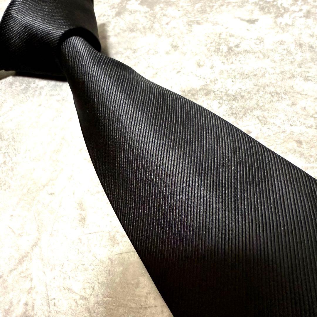 【✨極美品✨】FENDI フェンディ ネクタイ ソリッド　無地 ブラック シルク