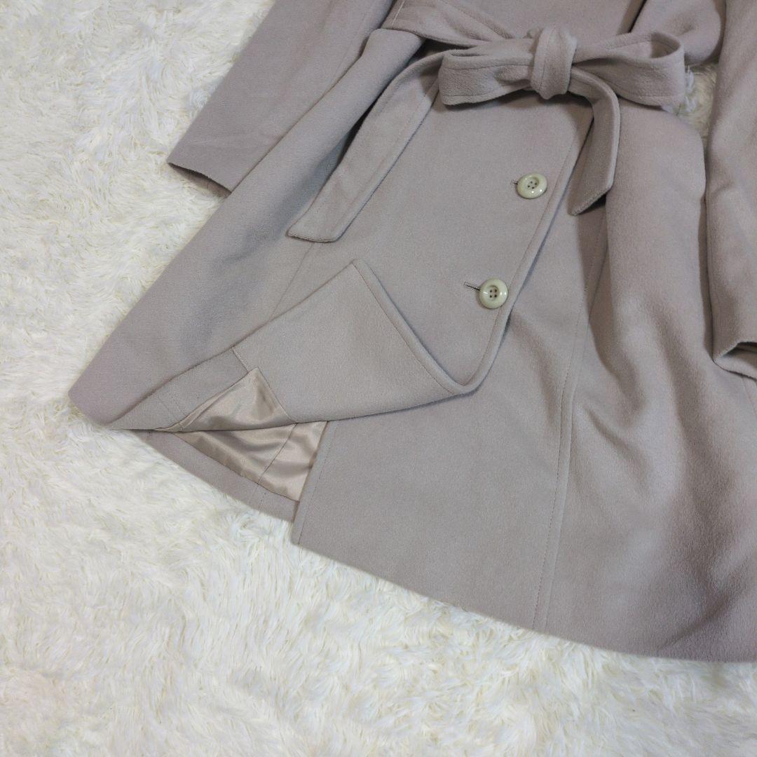 サクラインディヴィ　ロングコート　アンゴラ　羊毛　ベルト　スタンドカラー