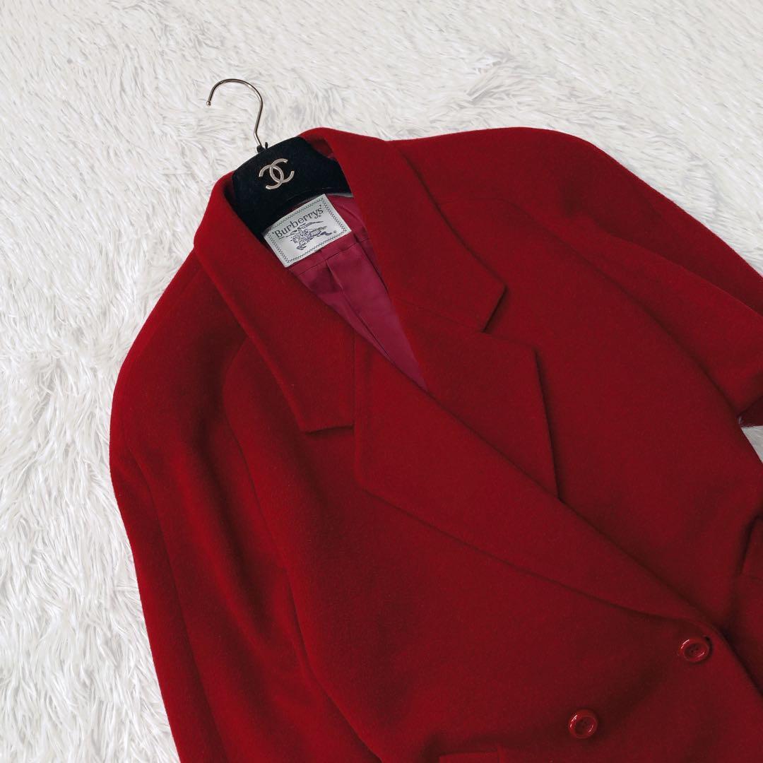 【美品✨】バーバリーズ カシミヤ 真紅 チェスターコート ダブル 裏地ロゴ