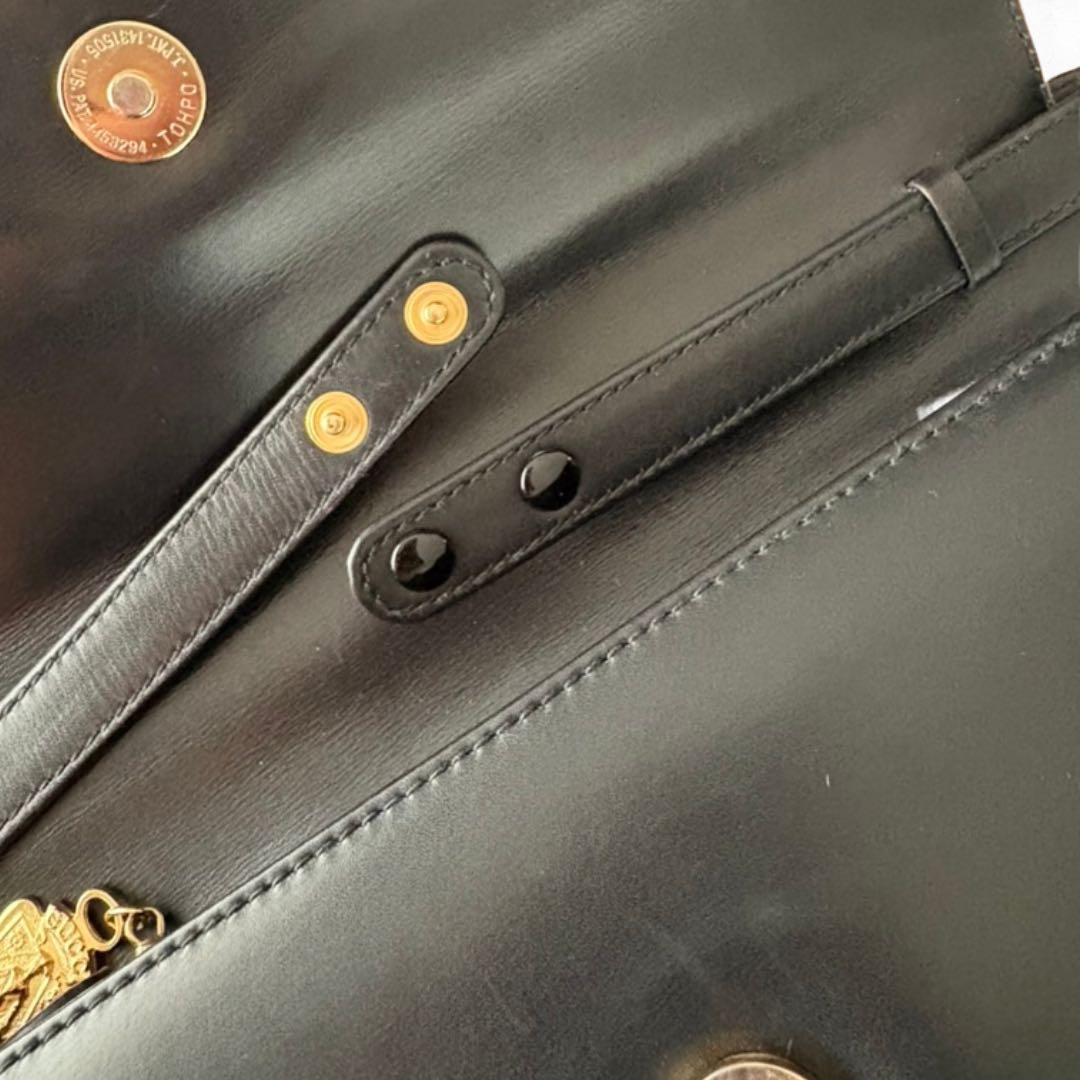 【希少】 グッチ 紋章 クレストチャーム ショルダーバッグ クラッチ 黒