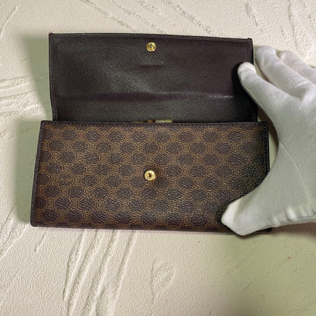 セリーヌ 二つ折り長財布 マカダム柄PVC ヴィンテージ CELINE