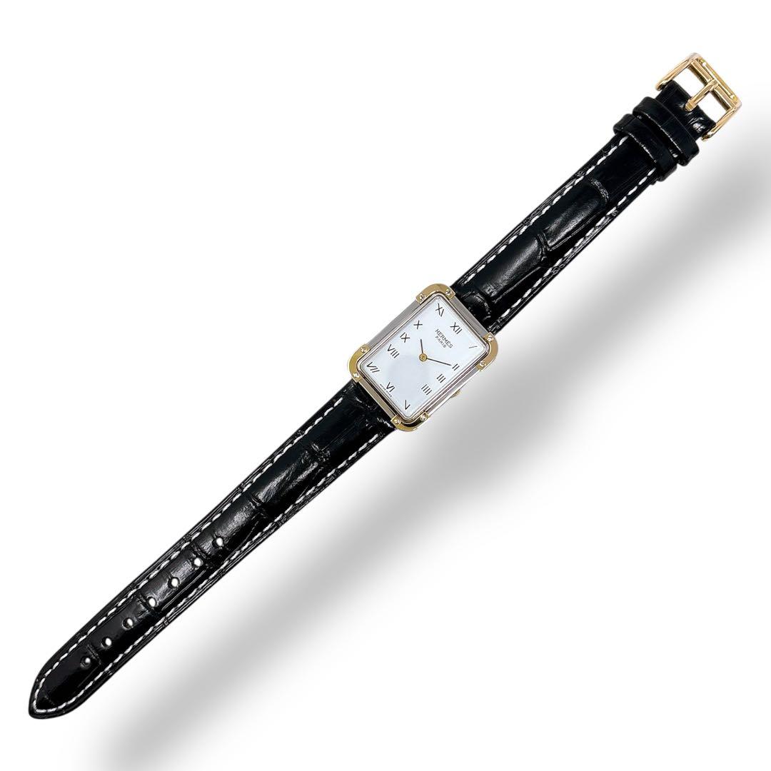 エルメス クロアジュール コンビ 革ベルト ホワイト メンズ 腕時計 ブランド