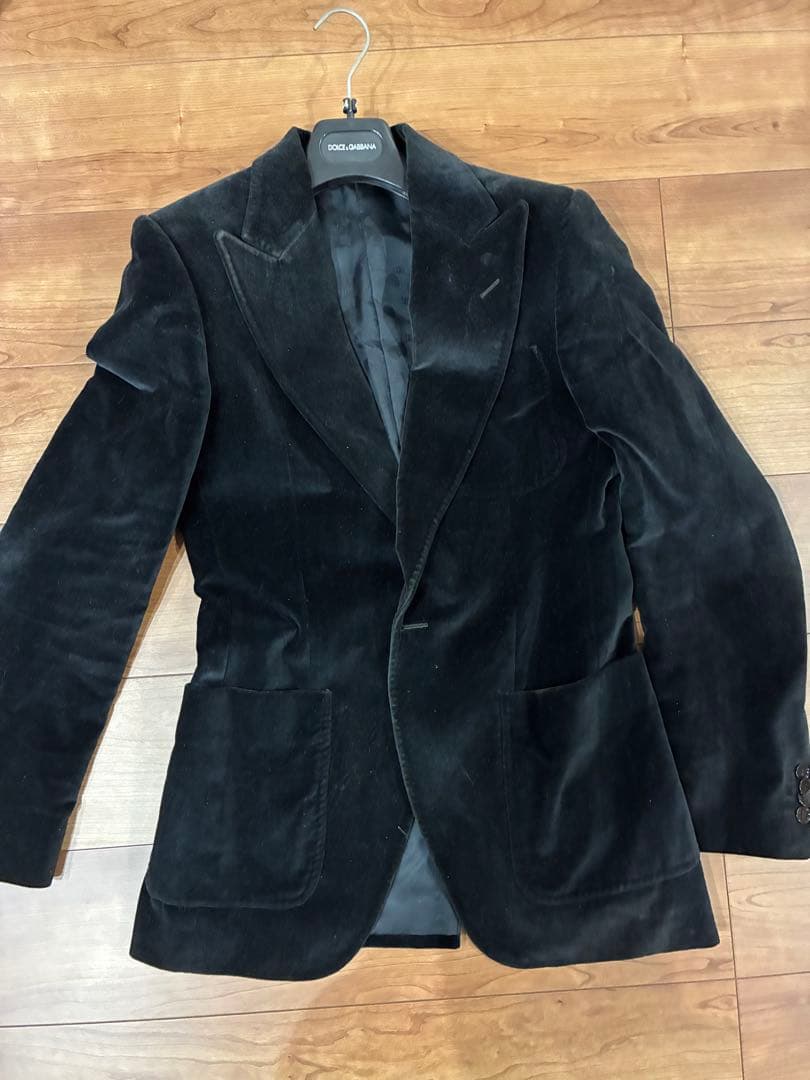 ま*ん様 DOLCE & GABBANA ブラックベルベット テーラードジャケッ