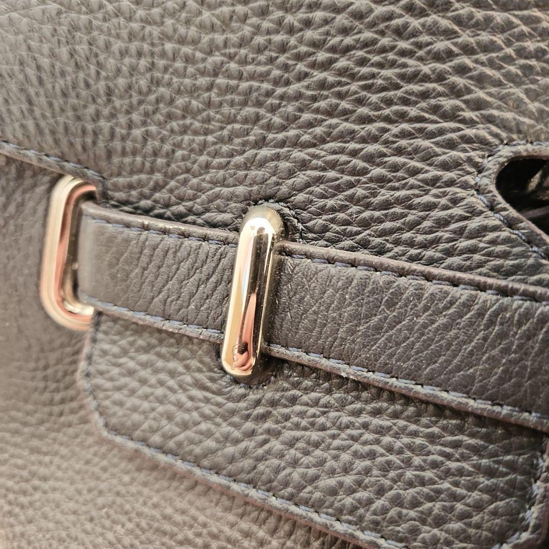 美品 PELLE MORBIDA 被せ付ボストン　ネイビー