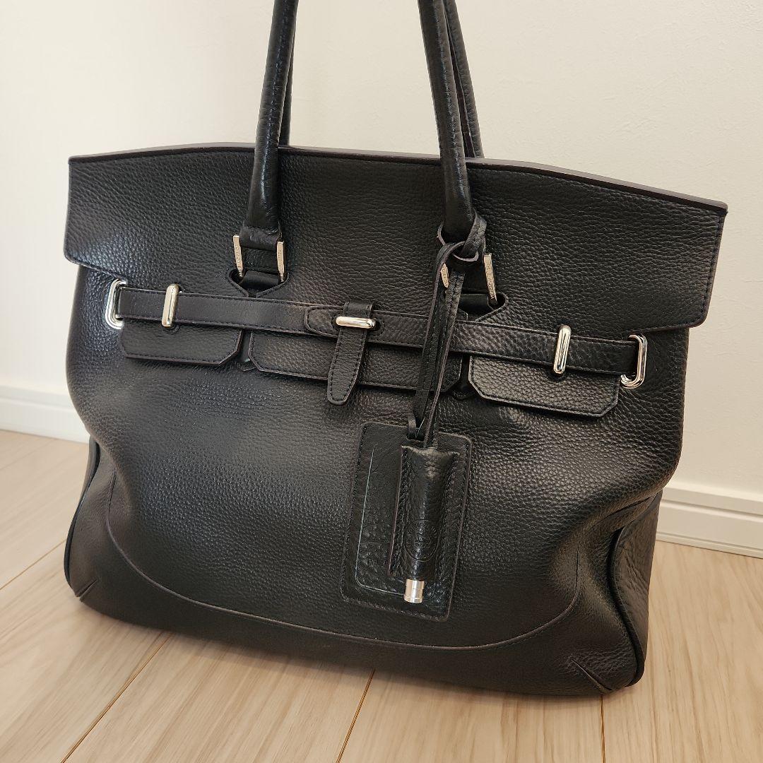 美品 PELLE MORBIDA 被せ付ボストン　ネイビー