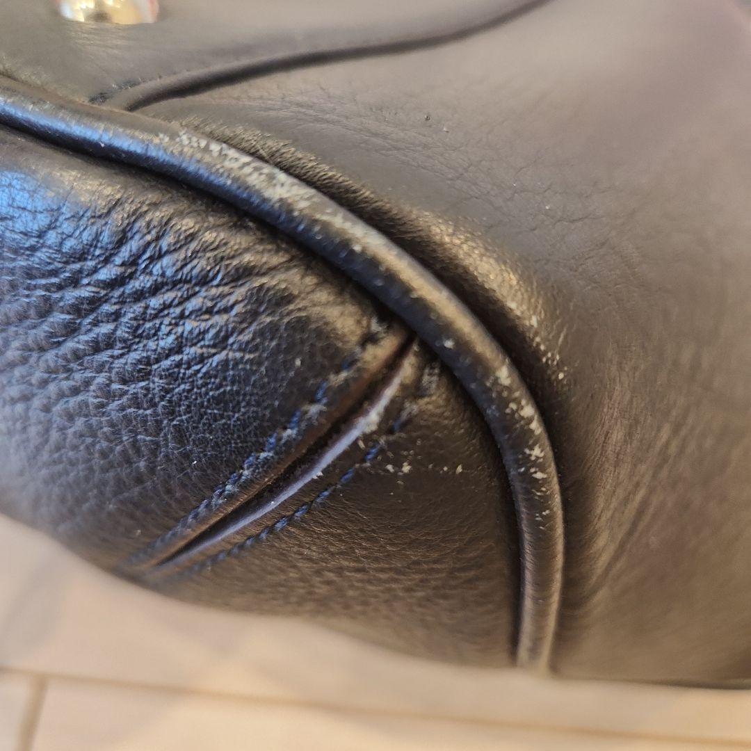 美品 PELLE MORBIDA 被せ付ボストン　ネイビー