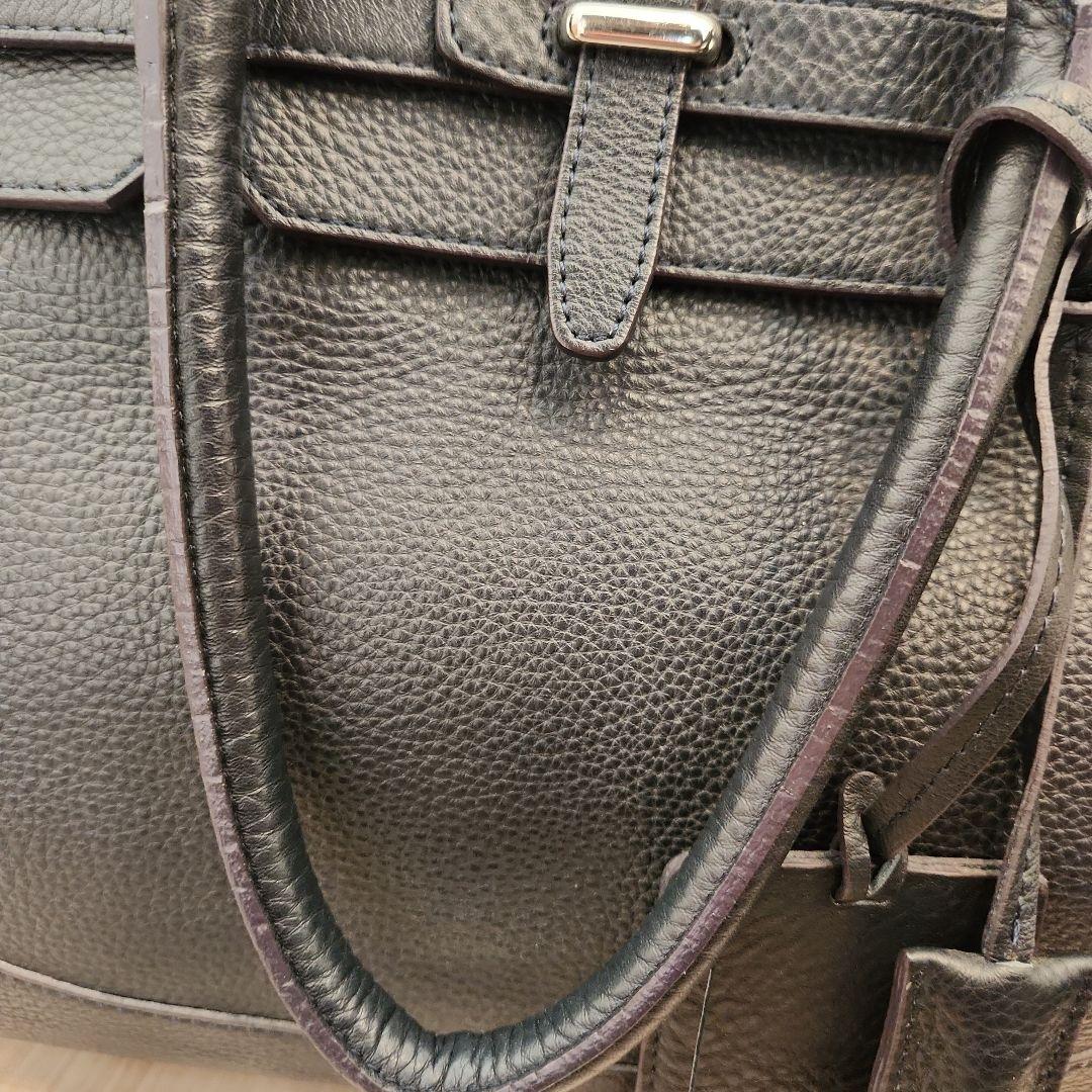 美品 PELLE MORBIDA 被せ付ボストン　ネイビー