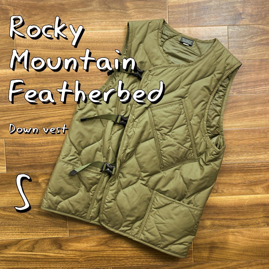 【美品】ROCKEY MOUNTINロッキーマウンテン ダウンベスト Sカーキ.