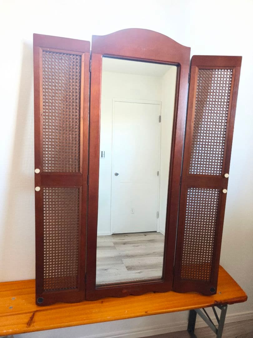 アンティーク 木製壁掛ミラー ウォールミラー 【引取可】【近隣配送可】奈良 生駒