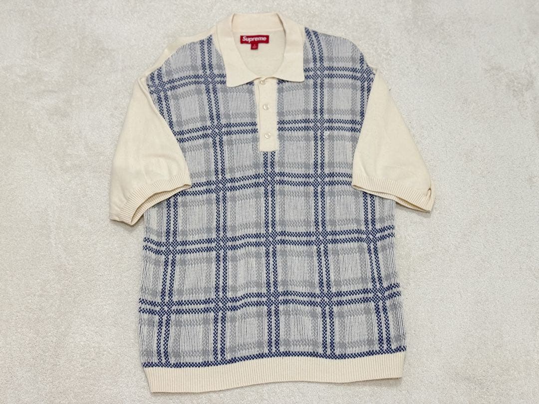 Supreme plaid knit 半袖ポロ