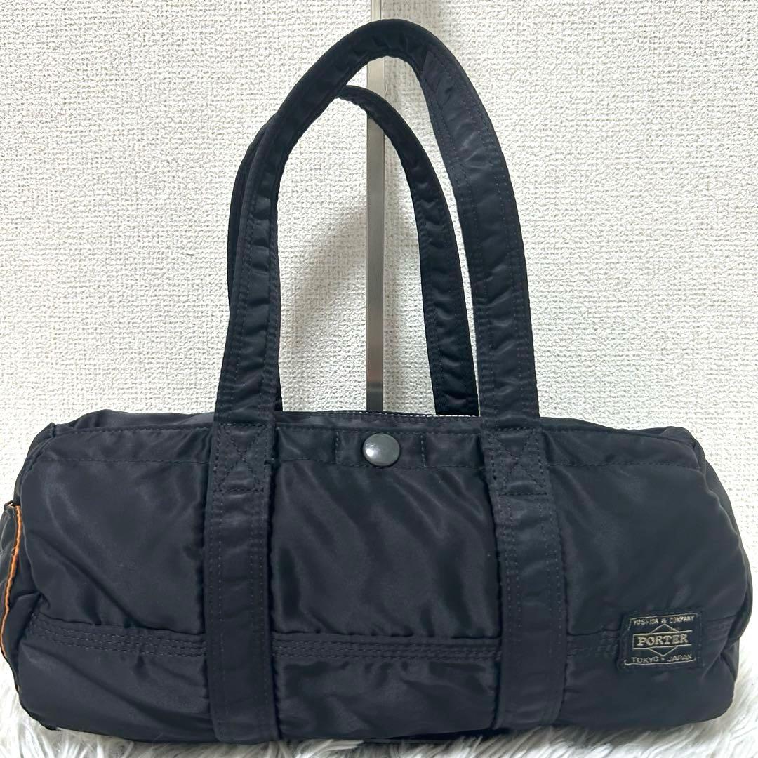 【美品✨人気商品/タンカー】ポーター　ドラムバッグ　ミニボストン　ブラック　S