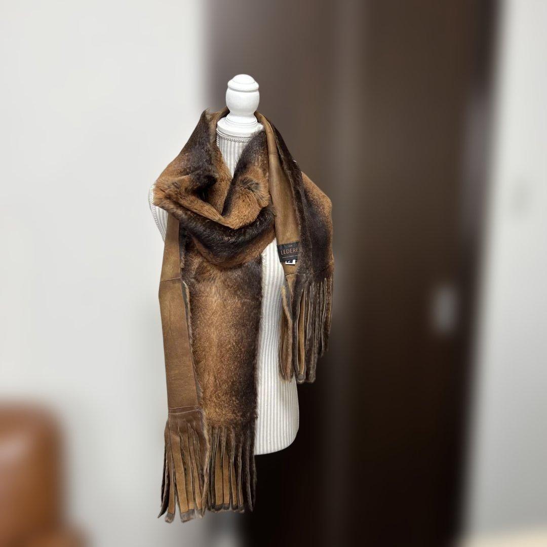 LEDERERリアルレザー×ファーマフラー☆