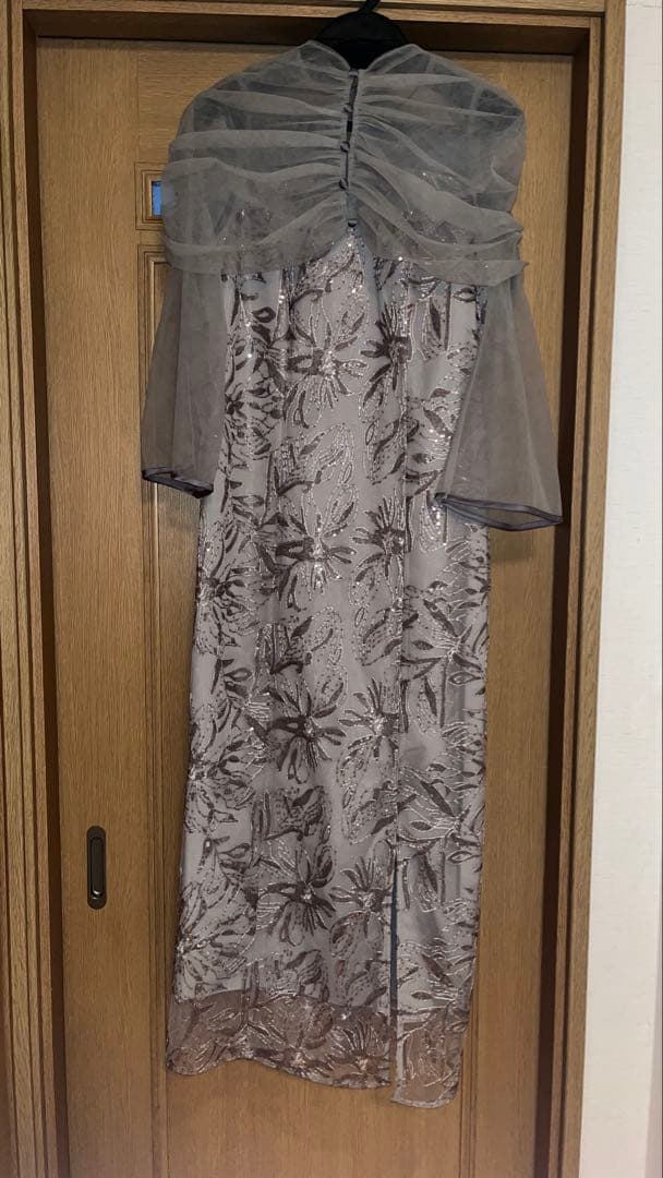 LEJA leja チュールオフショルダー花柄Iラインワンピースドレス