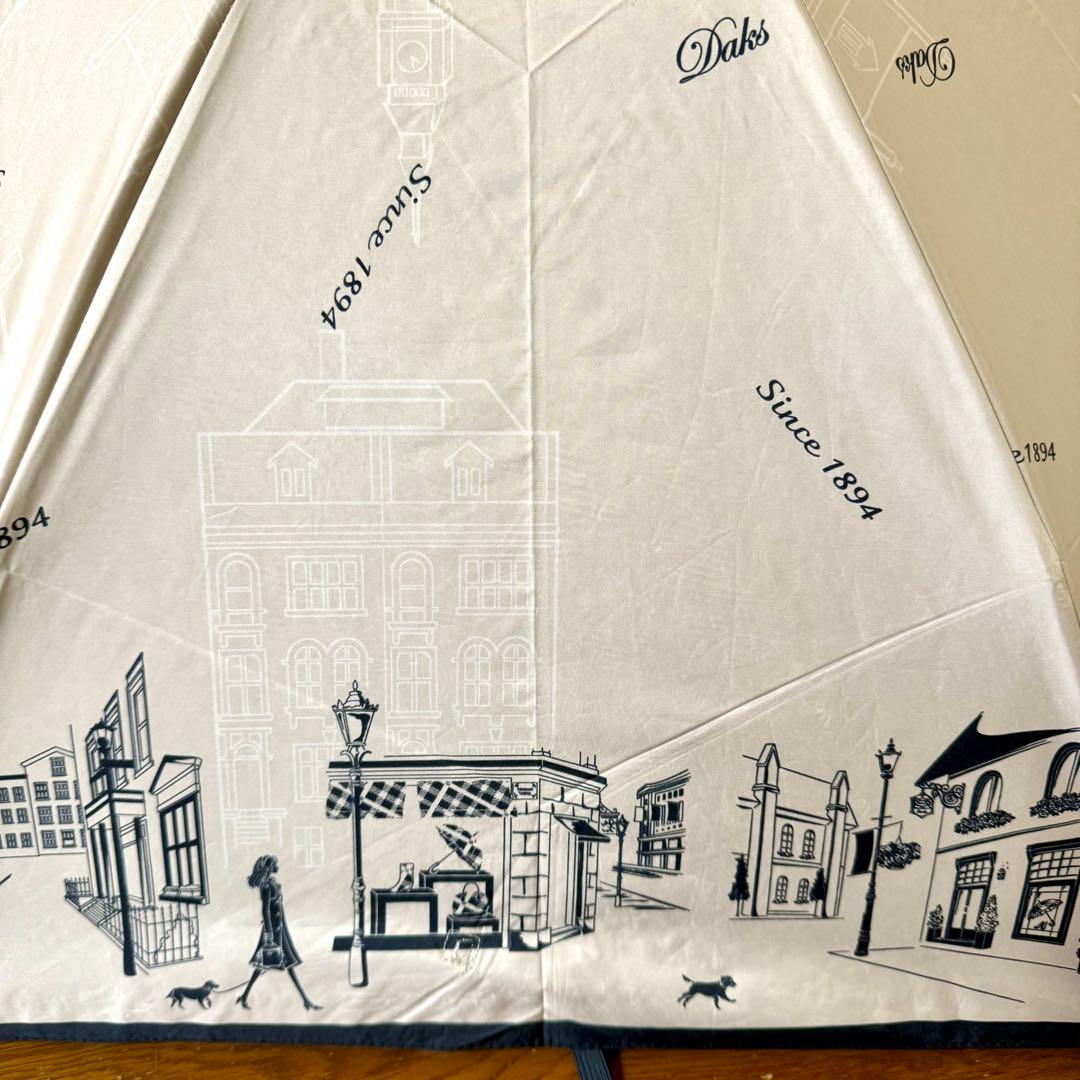 ★新品★DAKS　ダックス　晴雨兼用　折りたたみ　日傘　1級遮光　軽量　街並み